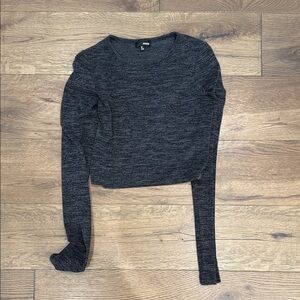 Aritzia Dark Gray Long Sleeve Crop Top